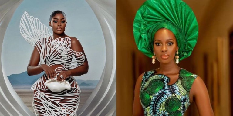 Upcoming designer slammed for claiming to have designed Nana Akua’s AMVCA outfit, see proof