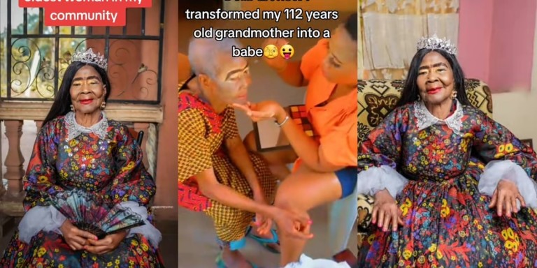 Nigerian lady uses makeup to transform 112-year-old grandmother into a ‘fine babe’