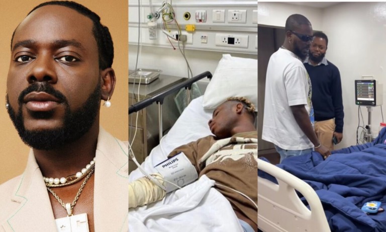 Adekunle Gold visits Khaid in the hospital, netizens react