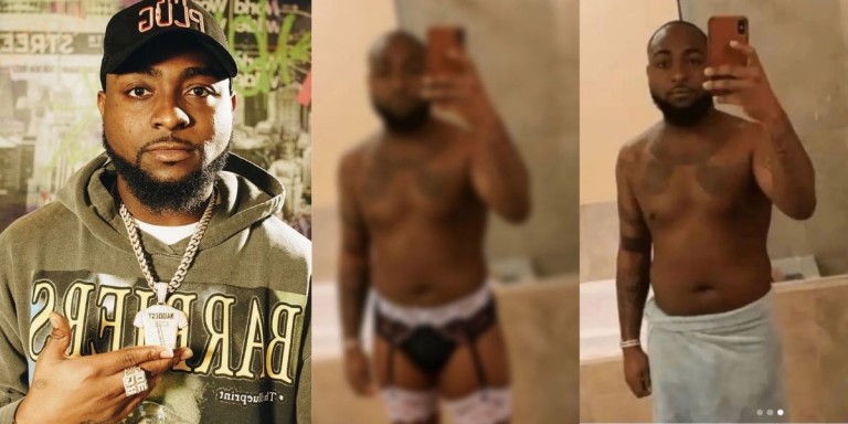 “Na God go punish you” – Davido drags UK blog for spreading edited photo of him wearing pant, shares the original one