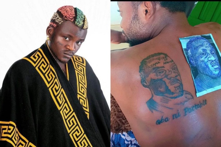 Portable rewards fan for tattooing his face on his body (Photo)