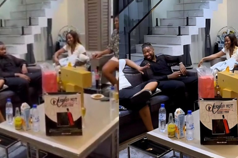 BBNaija’s Sheggz and Bella shower Chomzy and her newborn son with bundles of cash and additional gifts during their visit.