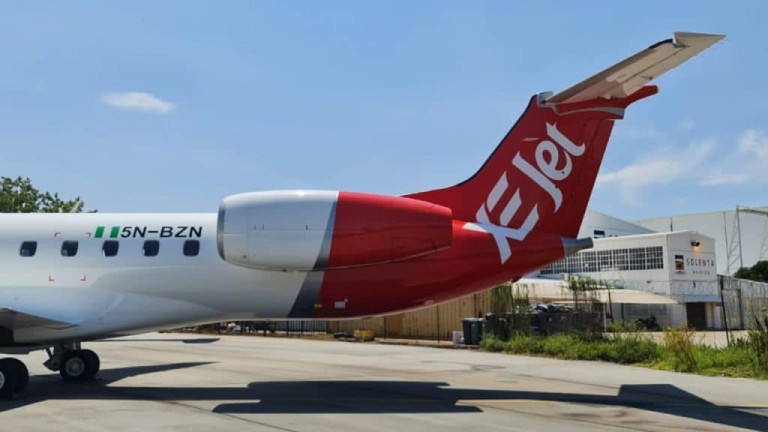 Breaking: XEJET Aircraft Skids Off Runway At Lagos Airport