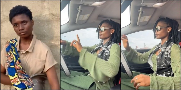 Video of ‘street singer’ Salle cruising in her ride leaves many amazed by her growth